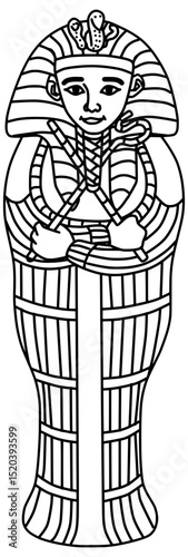 Egyptian Sarcophagus Vector Outline Line Art Drawing