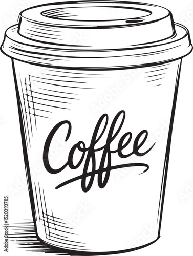 Hand-drawn Illustration of a Coffee Cup  Perfect for Cafe Menus, Branding, and Coffee Shop Designs