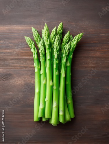 Fresh Green Asparagus on Wooden Surface photo
