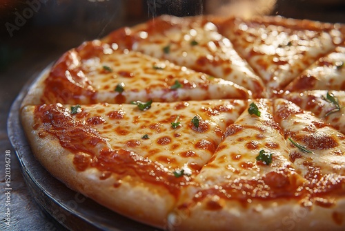 Wallpaper Mural Delicious Baked Italian Pizza with Melted Cheese and Fresh Toppings - Gourmet Fast Food Dining Experience Torontodigital.ca