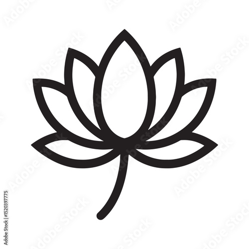 Serene Lotus Flower Elegant Line Art Illustration, lotus icon silhouette