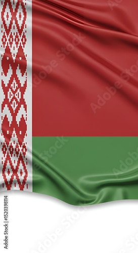 Vibrant Red and Green Flag with Traditional Pattern