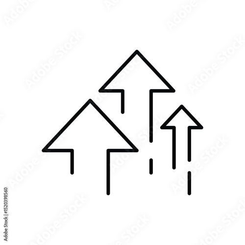 Multiple Upward Arrows Outline Icon Representing Growth Progress Increase and Positive Trend