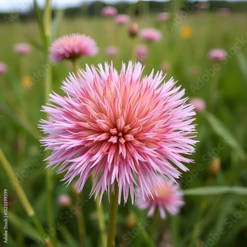 Closeup of Brown knapweed in a field