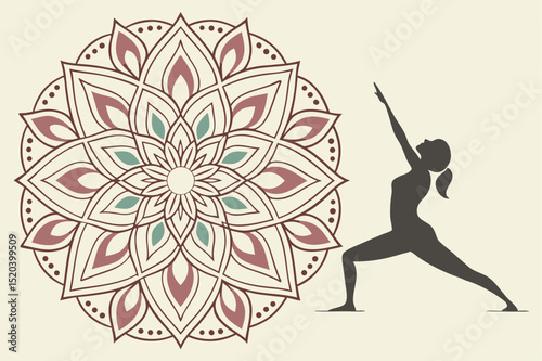 Elegant abstract mandala flower logo for yoga studio