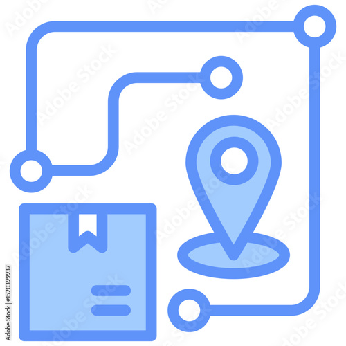 Route Icon Outline Blue