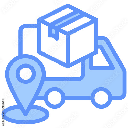 Logistic Icon Outline Blue