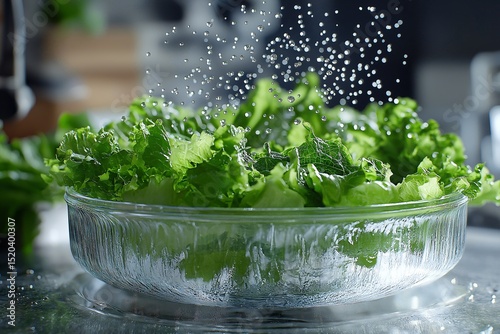Fresh Vegetables. Organic Lettuce and Microgreens Splash for Healthy Vegan Cooking