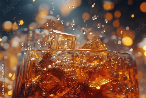 Refreshing Summer Beverage with Ice Cubes and Fizz Perfect Party Drink at Cocktail Bar