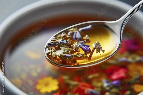 Organic Herbal Flower Tea. A Vibrant, Aromatic & Healthy Beverage Artisanal Floral Infusion for Tea Lovers in Culinary Photography