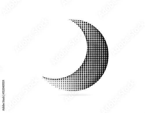 Halftone crescent moon graphic