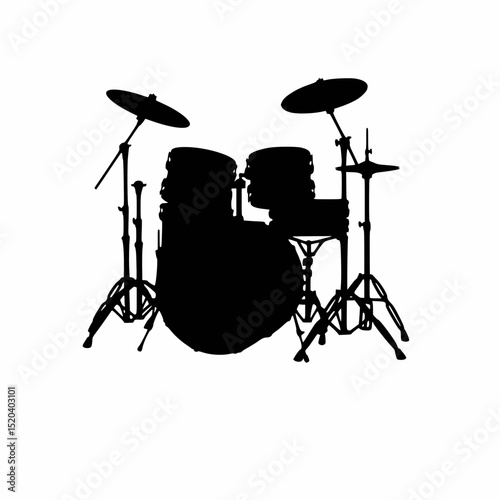 Silhouette vector of a drum kit.