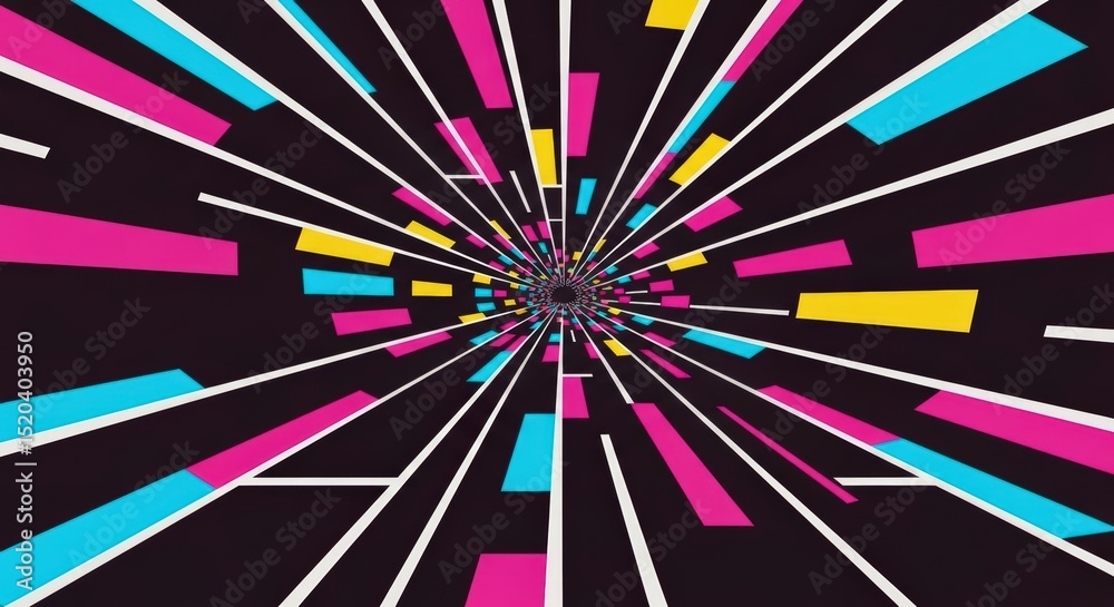 Fototapeta premium Abstract Tunnel with Colored Shapes