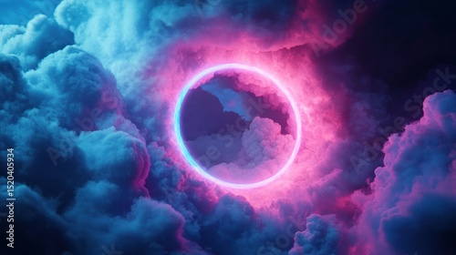 Abstract glowing ring cloudscape