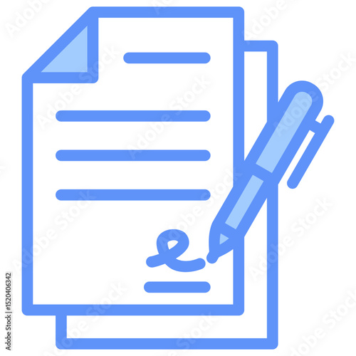 Signature Icon Outline Blue