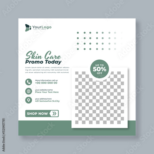 Elegant Modern Beauty Center Makeup Social Media Post Template – Editable Vector Design for Professional Cosmetic Services, Makeup Marketing, and Glamorous Beauty Campaign