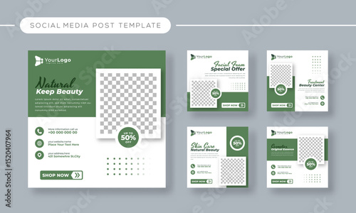 Editable Modern Beauty Center Makeup Social Media Template – Vector Design for Trendy Cosmetic Services, Makeup Artist Branding, and Beauty Salon Marketing