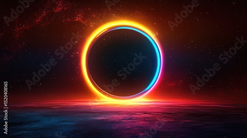 Abstract neon circle graphic design