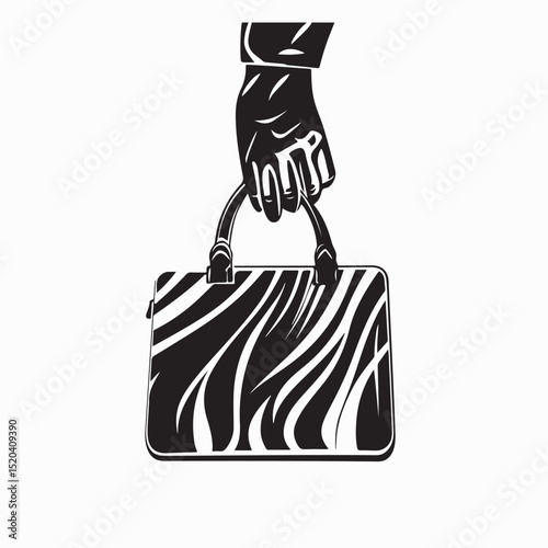 Woman hand holding a stylish bag vector image isolated on white background.