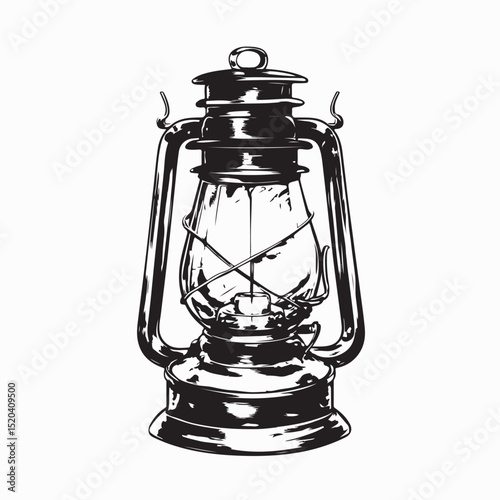Antique Oil Lamp Lantern Image Vector Isolated on white background.