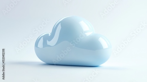 A light-blue, glossy, 3D cloud rendering on a white background, subtly reflecting light
