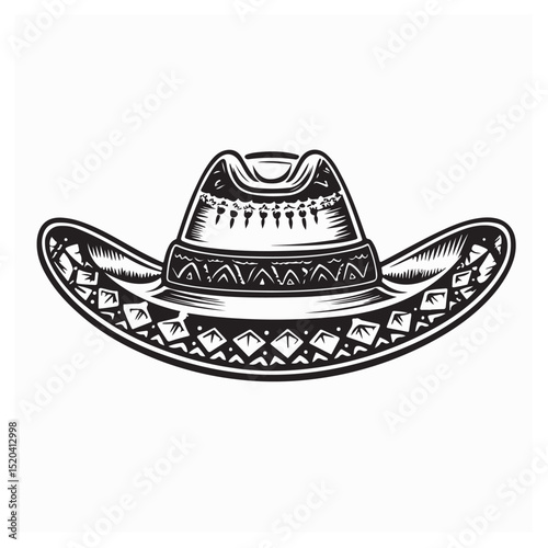 Mexican Sombrero Image vector. Black and white Mexican Sombrero Image vector. 
