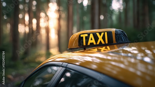 Yellow Taxi Cab in a Forest