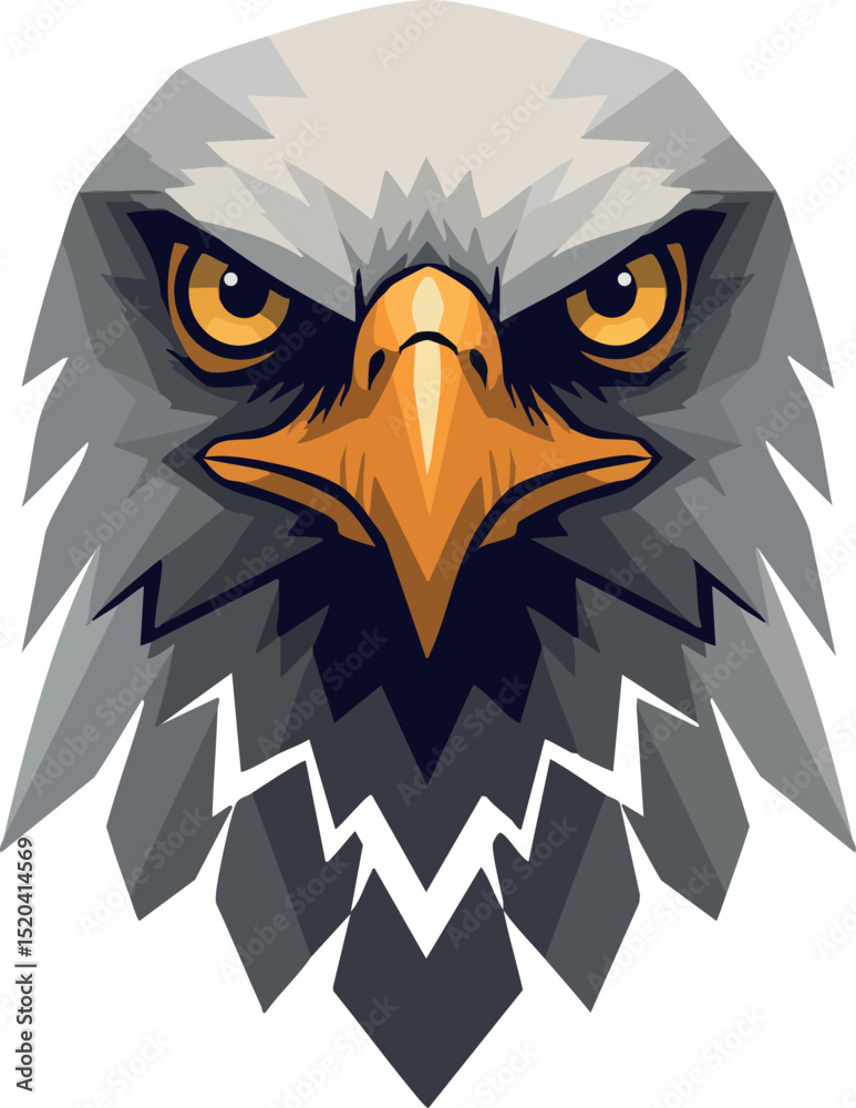 Fototapeta premium Bald eagle head vector illustration with sharp eyes and detailed feathers design 