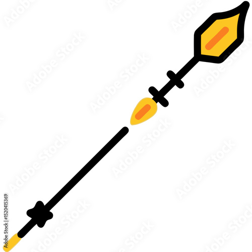 Stylized Spear with Ornate Details and Golden Accents Illustration