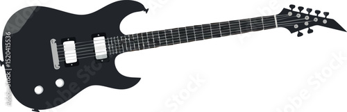 Electric guitar detailed black silhouette musical instrument vector illustration 