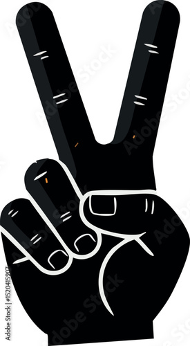 Black hand showing peace sign victory gesture vector illustration simple design 
