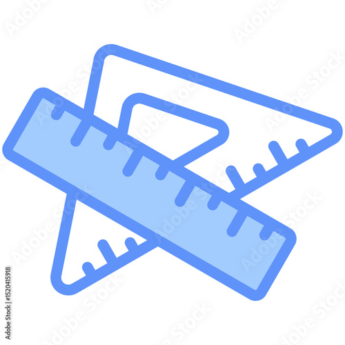 Ruler Icon Outline Blue