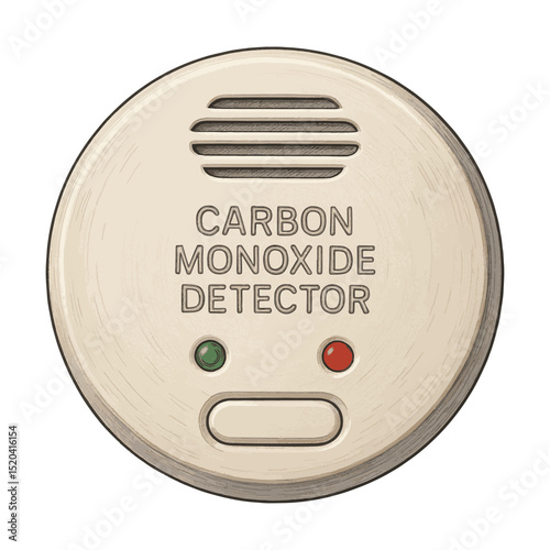 Carbon Monoxide Detector Vector – Round Isolated Safety Alarm Device