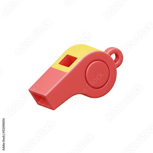Isolated Plastic Whistle Red and Yellow for Referee photo