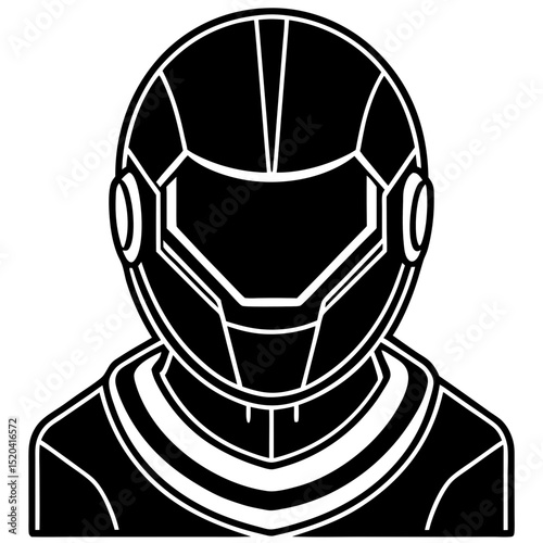 Futuristic AI Helmet – Sleek Vector on White