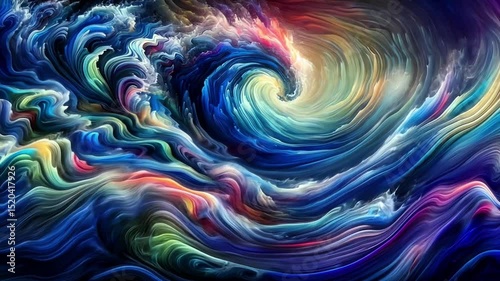 Abstract painting titled inner tides depicts a swirling wave of colorful lines. Suitable for artistic backgrounds, wall art, and interior decor projects.