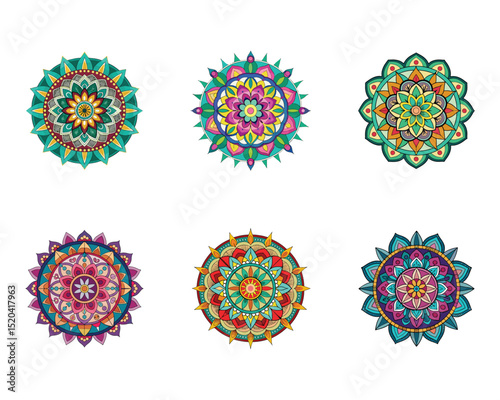 Set Mandala Design vector icon logo character premium illustration