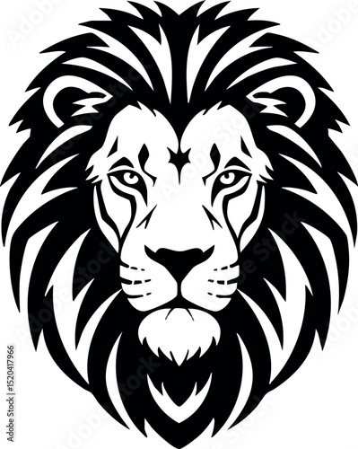 Lion head illustration with detailed mane and fierce expression vector design 