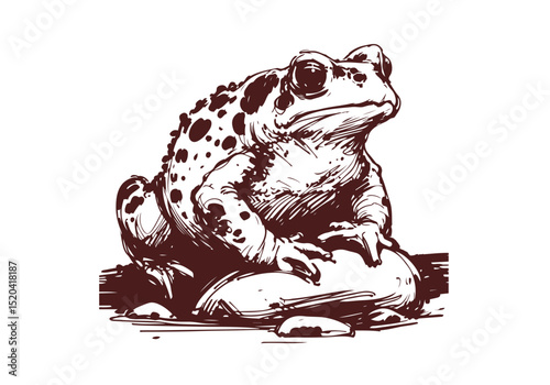 Toad Hand Drawn Natural Illustration Vector Isolated by AZ for Books, Arts, Design and Decoration Graphic Asset