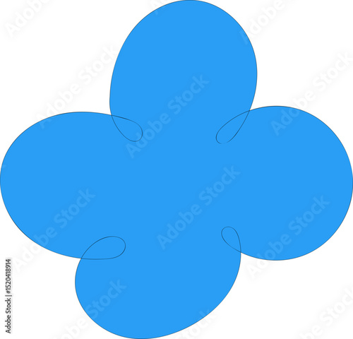 Rounded Four Petal Flower In Blob Style