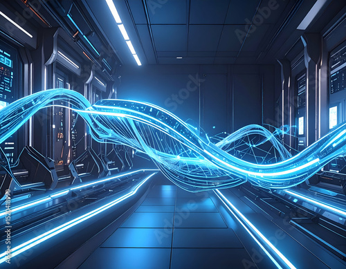 Abstract Digital Network Firefly-Inspired Data Flow Visualization