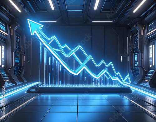 Futuristic Growth Ascending Line Graph 3D Icon