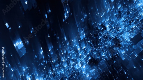 blue geometric shape abstract technology background. Generative AI.