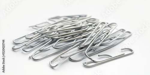 Paper Clips Scattered On a White Surface For Office Supply Concept