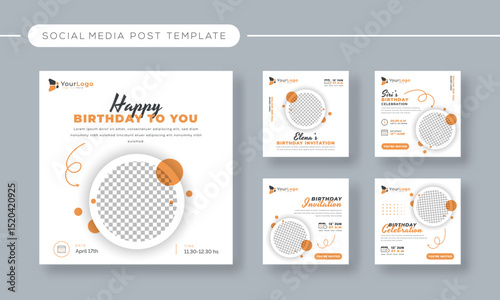 Editable Birthday Invitation Social Media Post Template – Vector Design for Stylish Party Invites, Event Announcements, and Celebration Promotions