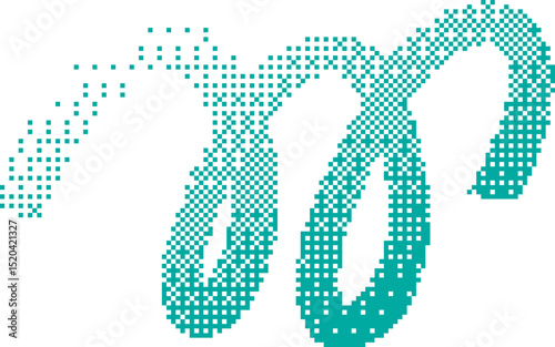 Pixel Gradient Ribbon Loop Pair Halftone Texture