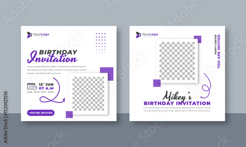 Birthday Invitation Social Media Post Template – Editable Vector Design for Festive Party Invites, Celebration Announcements, and Event Promotions