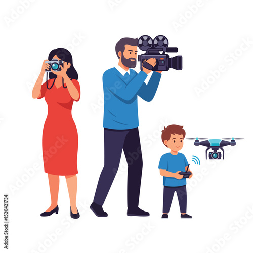 Family Photography and Videography with Drone Illustration
