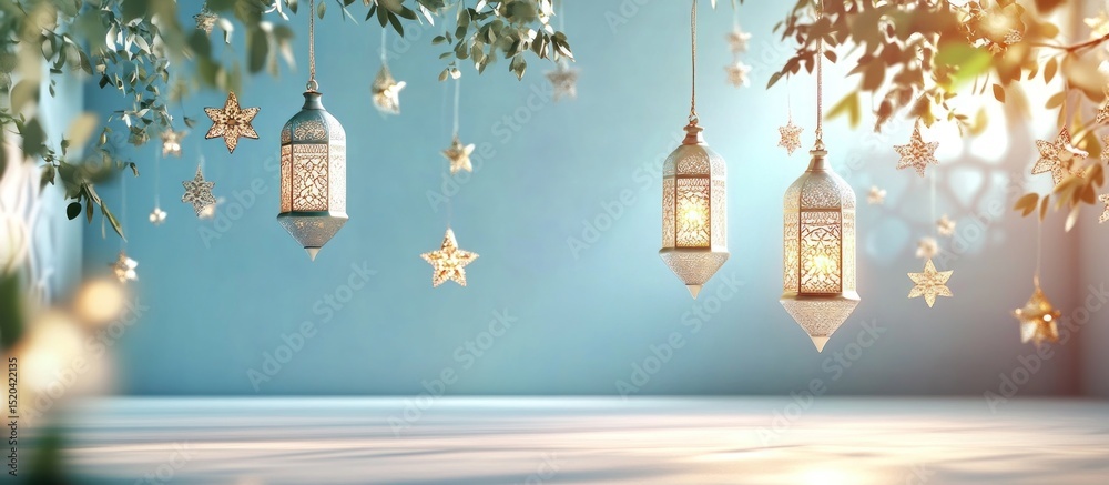Obraz premium 3D Eid Mubarak Design. Banner for islamic decoration
