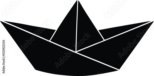 black and white paper boat
